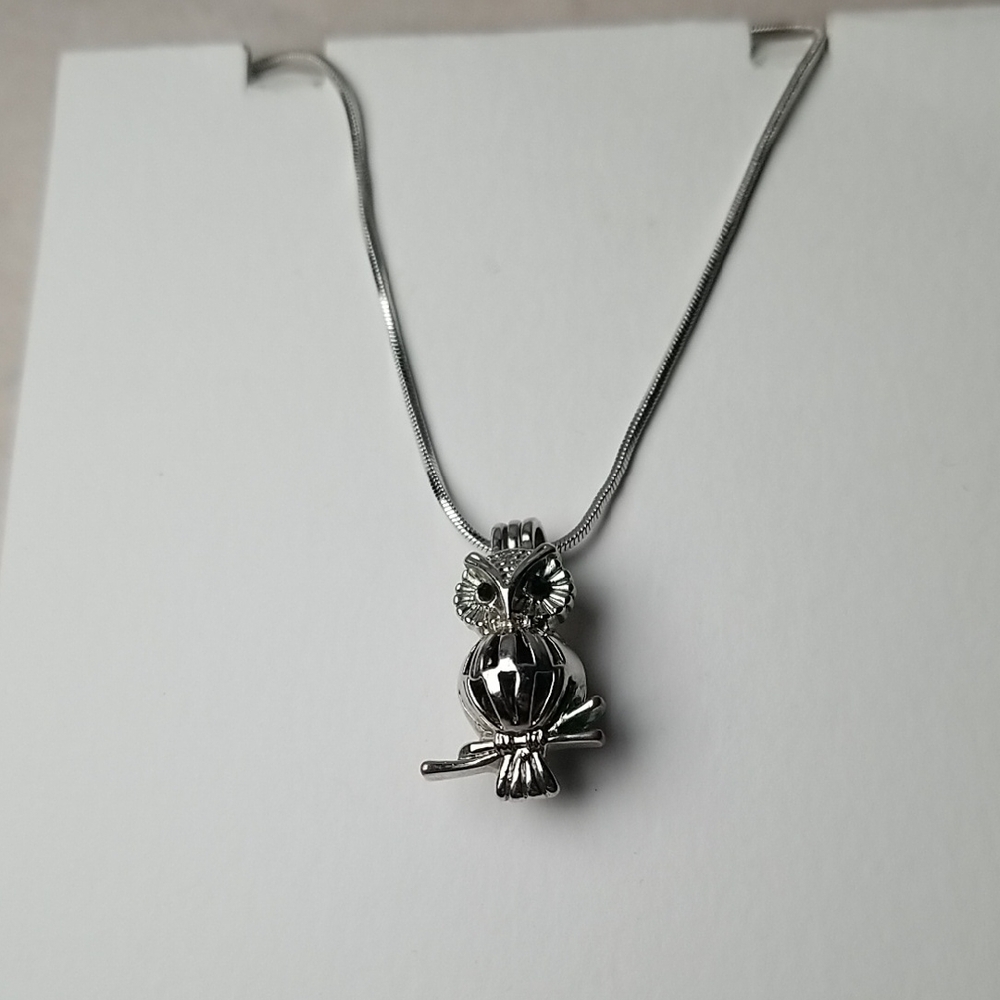 Owl Cage Pendant With Pearl